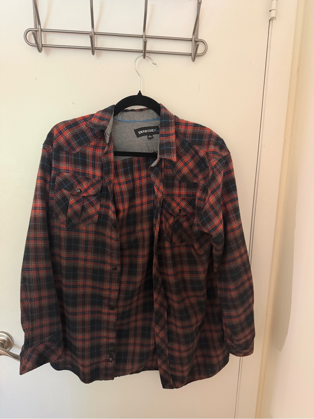 burnside Red and Navy Plaid Lightweight Shirt Jacket